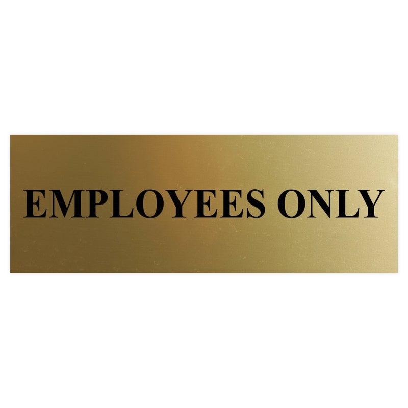 All Quality Basic Employees Only Wall or Door Sign - Easy Installation | Staff Only Signageâ€Œ - Brushed Gold - Medium (1 Pack) - Image 1